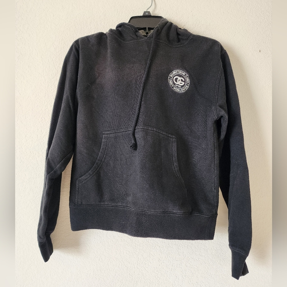 Obey Black Hoodie with White Emblem Front Pocket Size Juniors Small